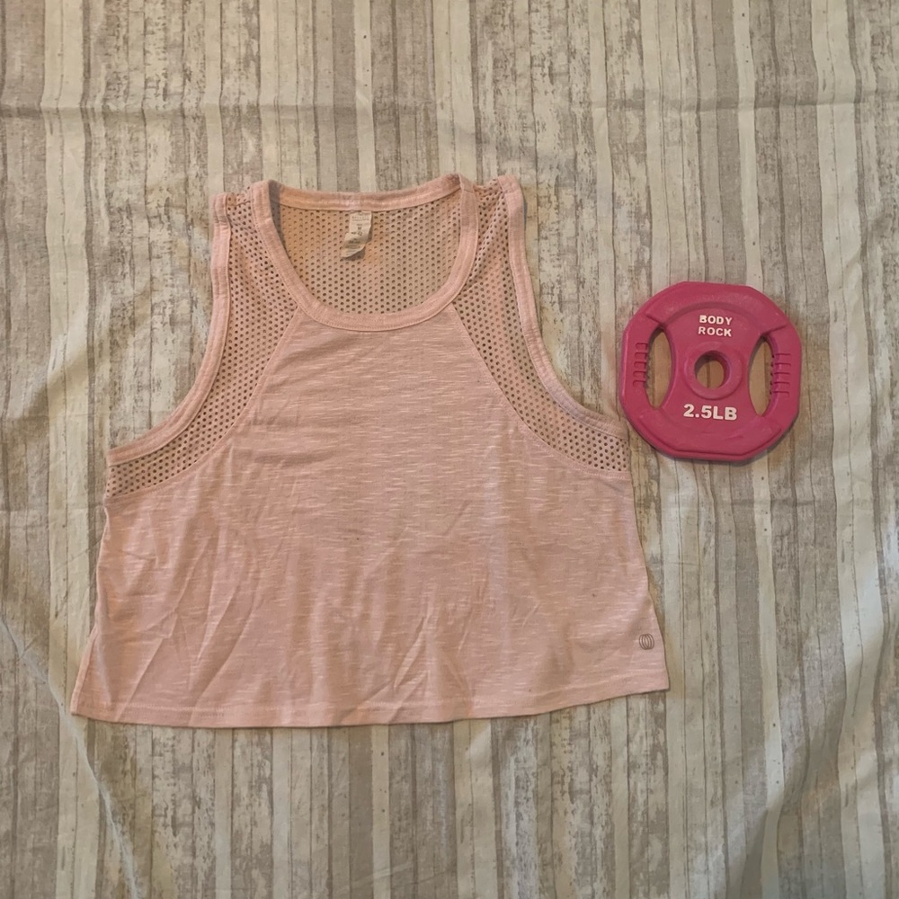 💪🏻 Balance Collection Light Pink Mesh Medium Crop Tank